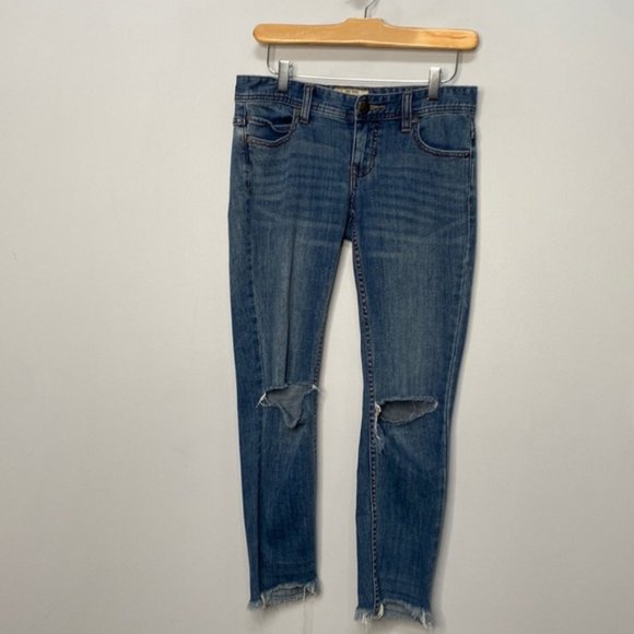 Free People Denim - Free People Distressed Blue Straight Leg Jeans Size 25